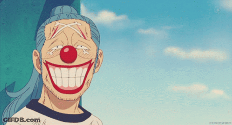 Buggy Laughing Getting Punched GIF