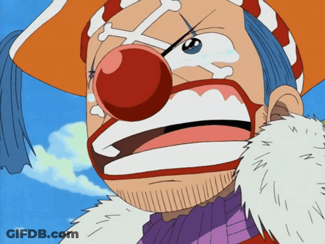 Buggy Startled Reaction One Piece GIF