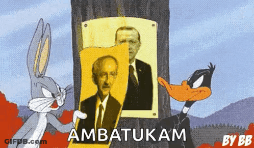 Bugs Bunny And Daffy Duck Are Standing Next To A Picture Of A Man And The Words " Ambatukam " GIF