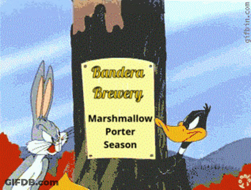 Bugs Bunny And Daffy Duck By Bandera Brewery Sign GIF