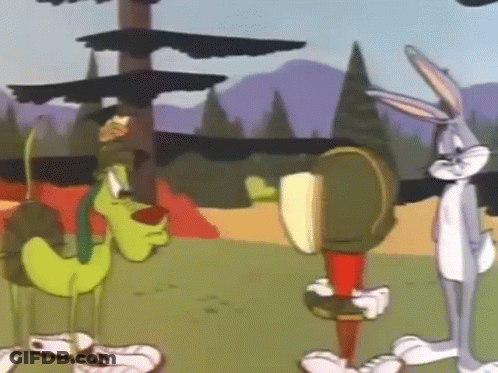 Bugs Bunny And Goofy Are Standing Next To Each Other In A Cartoon Scene . GIF