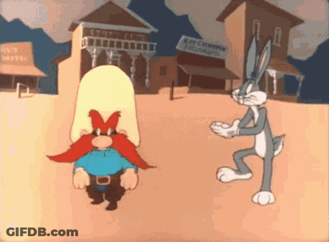Bugs Bunny Cheering Dancing Yosemite Sam GIF