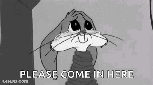 Bugs Bunny Crying Black And White Cartoon Asking Come In Here GIF