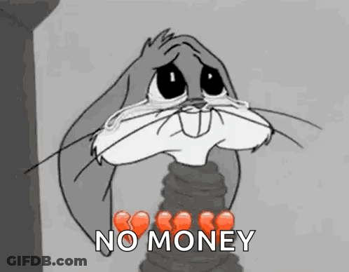 Bugs Bunny From Looney Tunes Is Crying Because He Doesn 'T Have Any Money . GIF