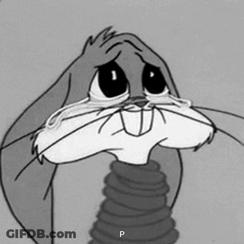 Bugs Bunny From Looney Tunes Is Crying In A Black And White Photo . GIF