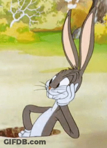 Bugs Bunny From Looney Tunes Is Sitting In A Hole . GIF