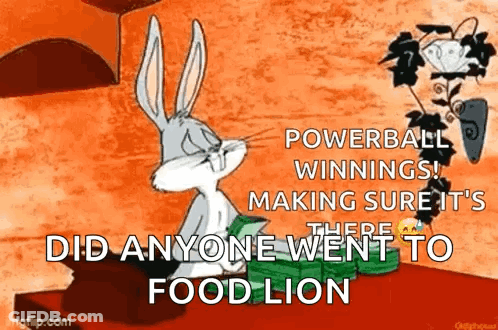 Bugs Bunny From Looney Tunes Is Sitting On A Table With A Bunch Of Money In His Hand . GIF