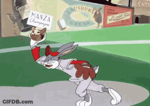 Bugs Bunny Holding Champagne Sign GIF
