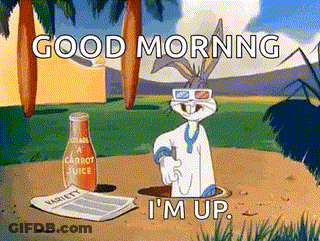 Bugs Bunny In 3D Glasses Saying Good Morning I'm Up GIF