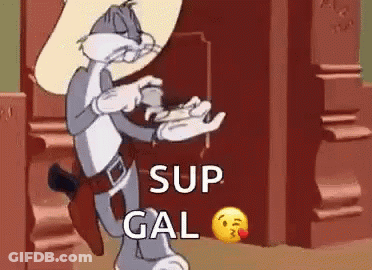 Bugs Bunny In Cowboy Hat Pointing GIF