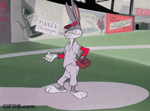 Bugs Bunny In Front Of Manza Champagne Sign GIF