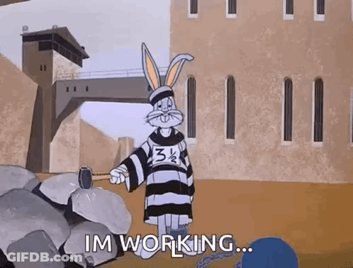 Bugs Bunny In Jail Uniform Holding Hammer GIF