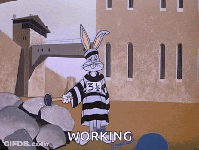 Bugs Bunny In Jail Working GIF