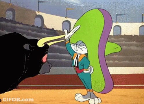 Bugs Bunny In Sombrero With Bull GIF