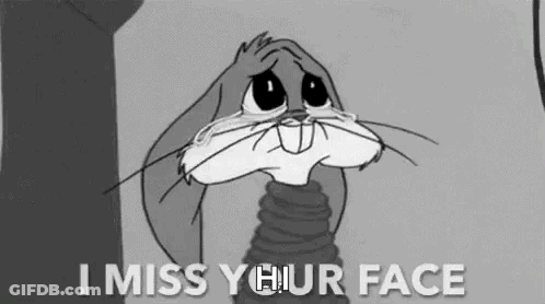 Bugs Bunny Is Crying And Says `` I Miss Your Face '' . GIF
