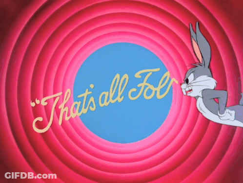 Bugs Bunny Is Flying Through A Circle With The Words That 'S All For Behind Him GIF