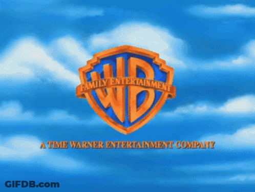 Bugs Bunny Is Flying Through The Air With The Wb Logo In The Background GIF