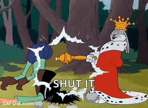 Bugs Bunny Is Holding A Sword In Front Of A King . GIF