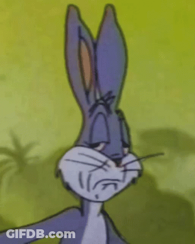 Bugs Bunny Is Making A Sad Face With His Eyes Closed In A Close Up Of His Face . GIF