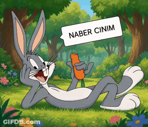 Bugs Bunny Lying In Grass Holding Carrot GIF