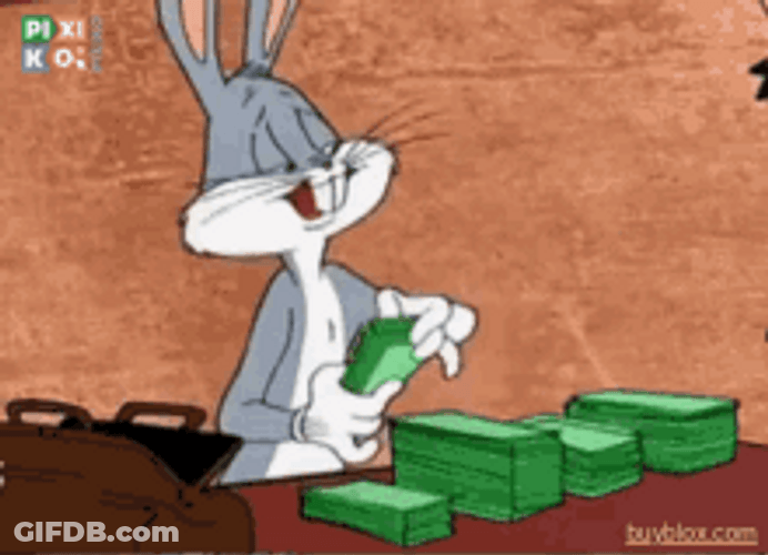 Bugs Bunny Money Bugs Counting Cash GIF