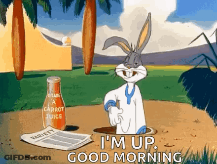 Bugs Bunny Next To Carrot Juice Bottle GIF