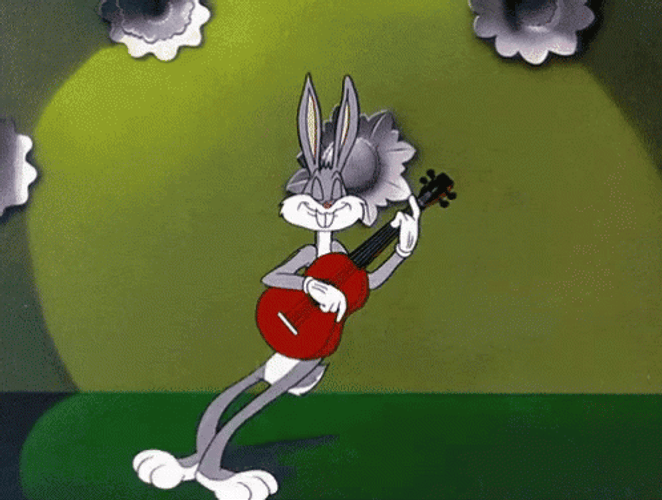 Bugs Bunny Playing Guitar While Moving His Feet GIF