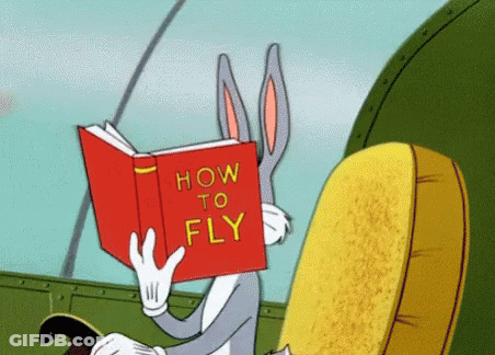 Bugs Bunny Reading Book How To Fly GIF