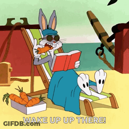 Bugs Bunny Reading Book On Beach Chair GIF