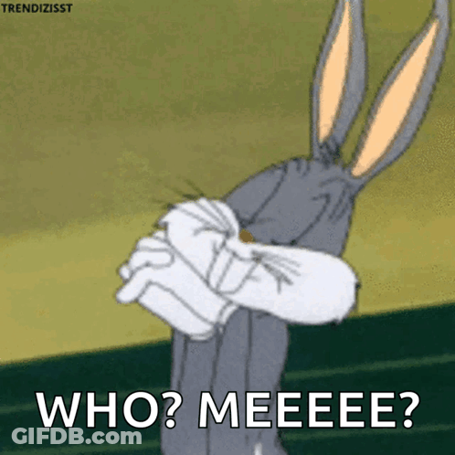 Bugs Bunny Says " Who Meeeee " In A Cartoon Image GIF