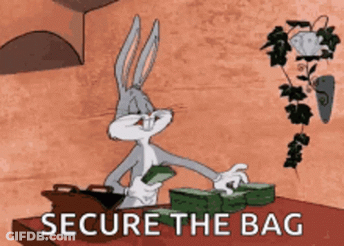 Bugs Bunny Secure The Bag With Money GIF