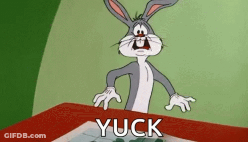 Bugs Bunny Sitting At Table Saying Yuck GIF