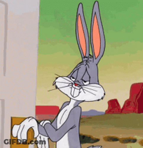 Bugs Bunny Standing At Door With Hands On Handle GIF