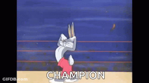 Bugs Bunny Standing In Boxing Ring Champion GIF