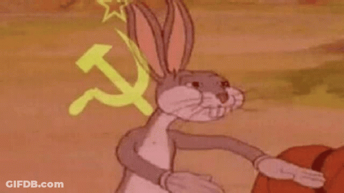 Bugs Bunny Wearing Hammer And Sickle Hat Holding Basketball GIF
