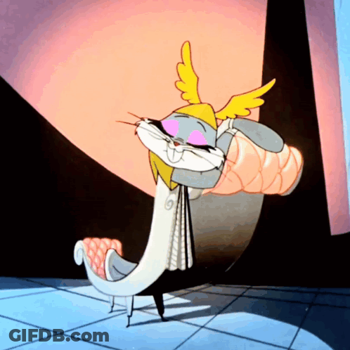 Bugs Bunny Wearing Winged Helmet GIF