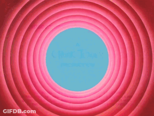 Bugs Bunny With A Wb Shield On A Pink Background GIF