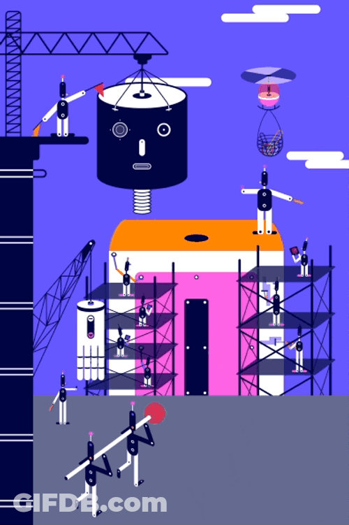 Build Construction Crane Vector Art GIF