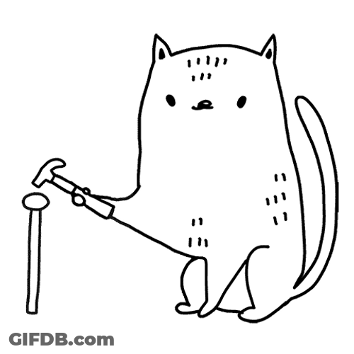 Build Hammering Nail Animated Cat GIF