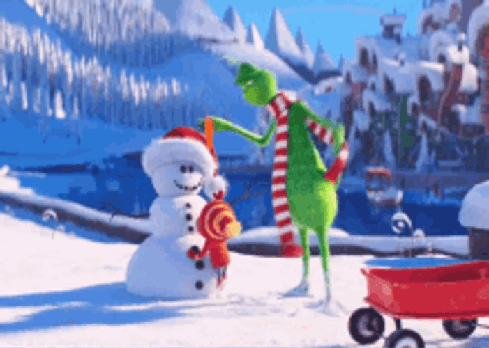 Build Snowman Grinch Meme Push Bully GIF