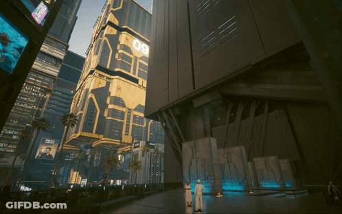 Building 09 Surrounded By Other Buildings GIF