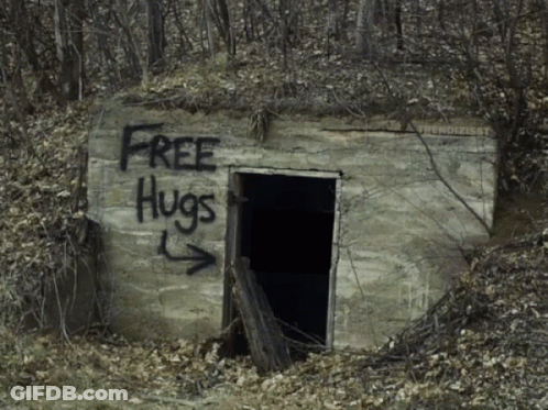 Building In Woods With Free Hugs GIF