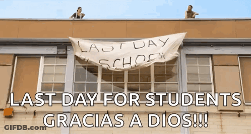 Building With Last Day For Students Banner GIF