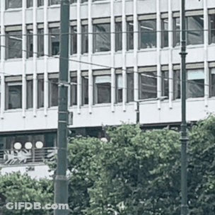 Building With Many Windows And Street Light GIF