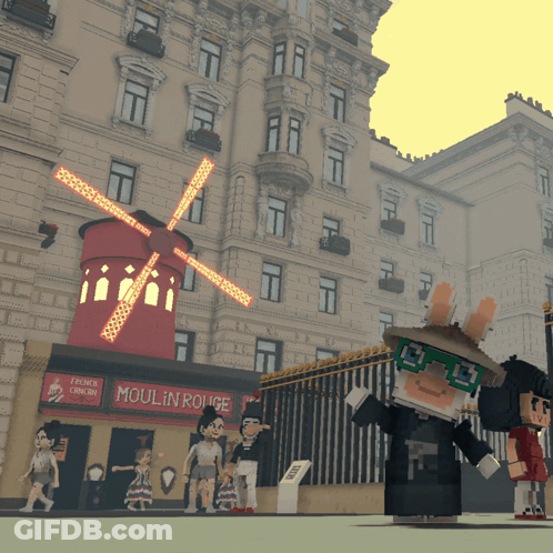 Building With Moulin Rouge Sign GIF