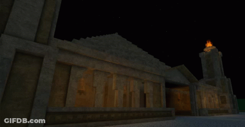 Building With Torch In Front GIF