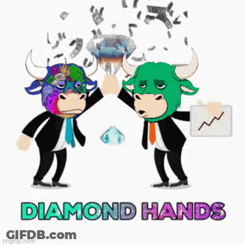 Bull And Cow Holding Diamond With Diamond Hands GIF