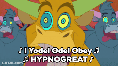 Bull Cartoon Saying Yodel Odel Obey Hypnogreat GIF