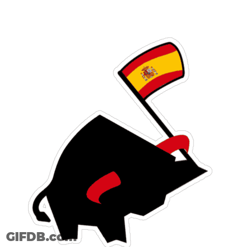 Bull Holding Spanish Flag GIF