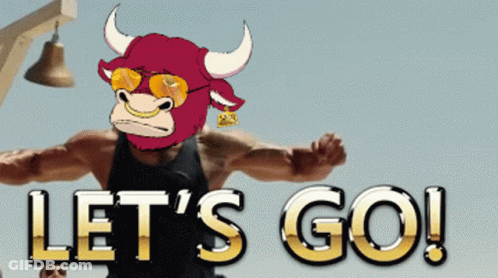 Bull In Sunglasses And Bell Saying Let's Go GIF